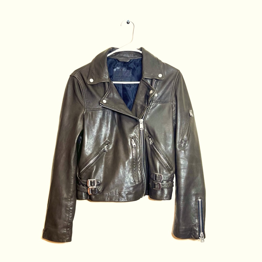 ALLSAINTS Prescott Biker Jacket Khaki Green